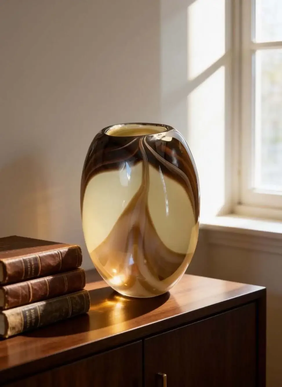 Joss & Main Colberg Brown and Cream Swirl Glass Table Vase